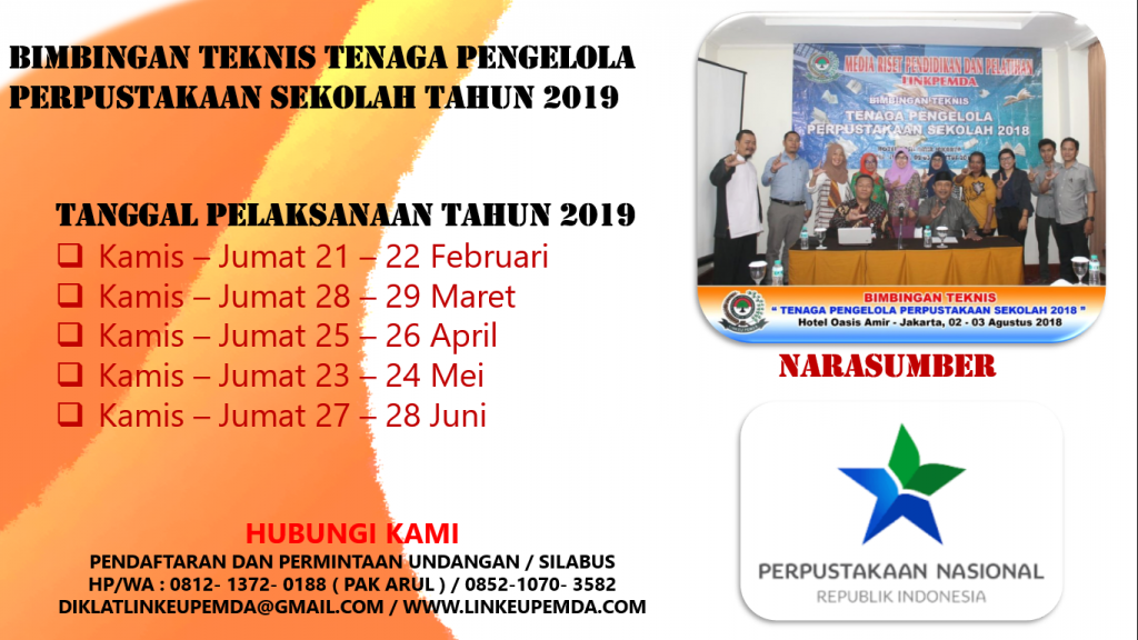 Bimbingan Teknis Tenaga Pengelola Perpustakaan Sekolah Tahun 2019